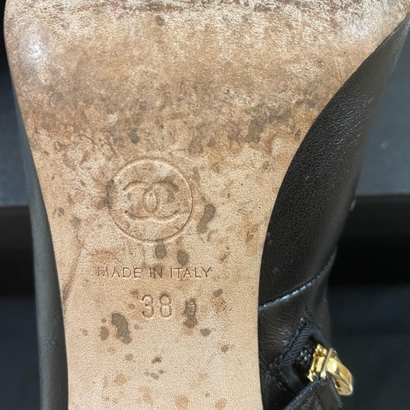 🆕 Chanel CC pearl Grosgrain strappy Booties 👢 - Picture 10 of 12